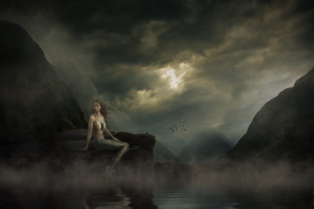 mermaid, landscape, mood